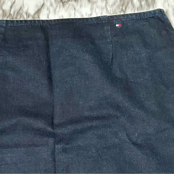 Tommy Hilfiger Women Sz 18 Dark Wash Denim Blue Jean Knee Length Side Zip Skirt - Picture 4 of 11